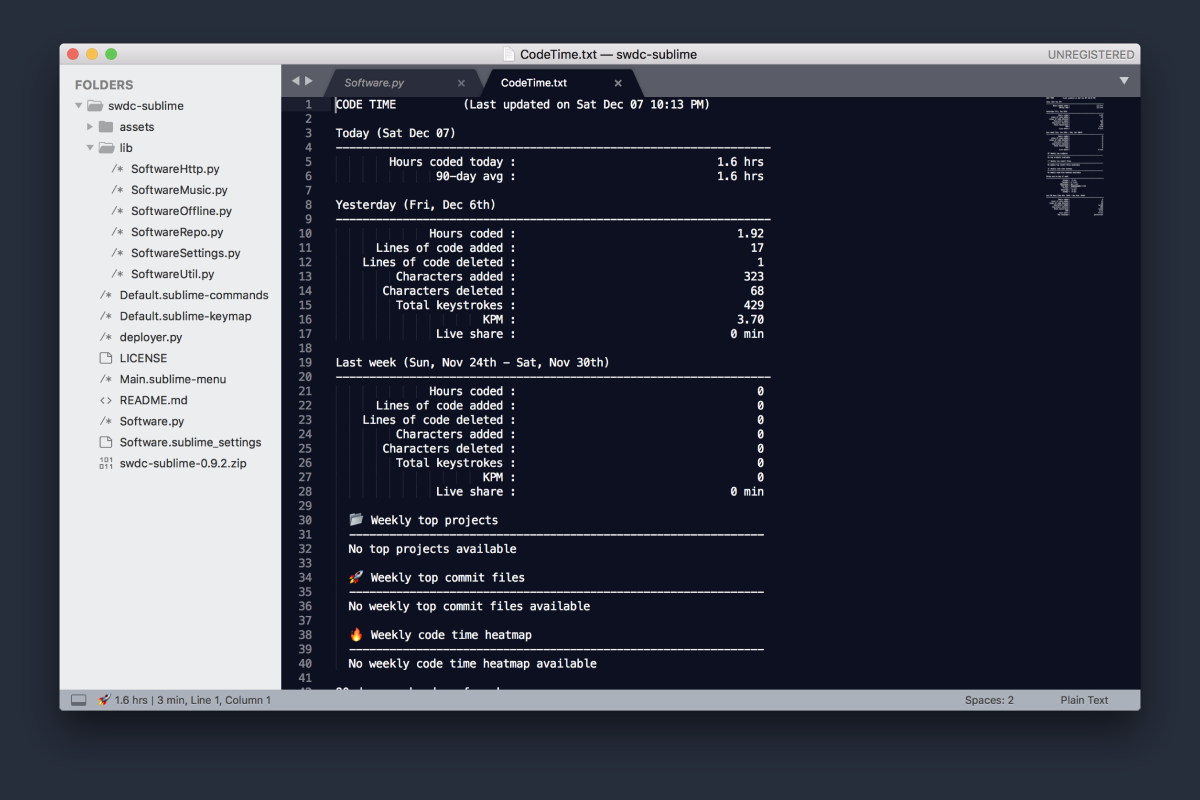 Code Time by Software for Sublime Text