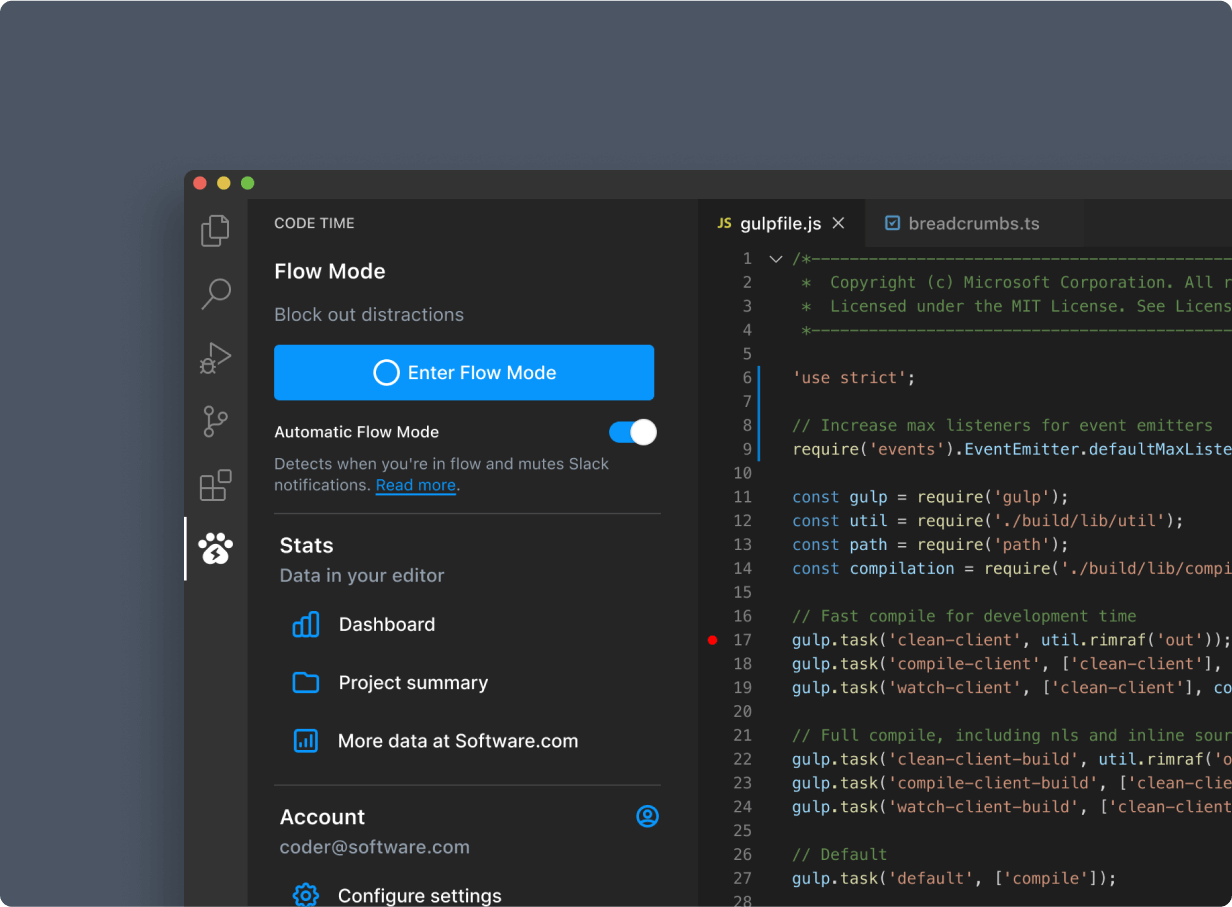Flow Mode for Code Time